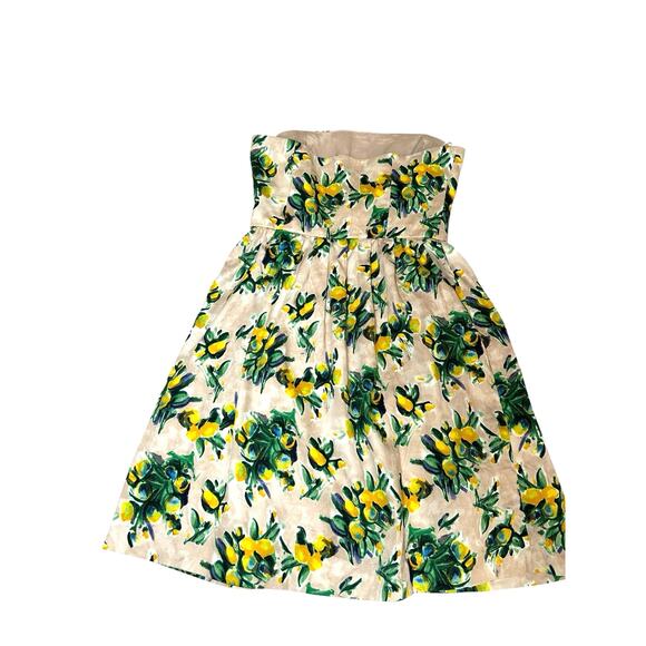 Zara Lemons Strapless Pleated Mini Yellow Size Small Wedding Guest Dress Party - Picture 9 of 9